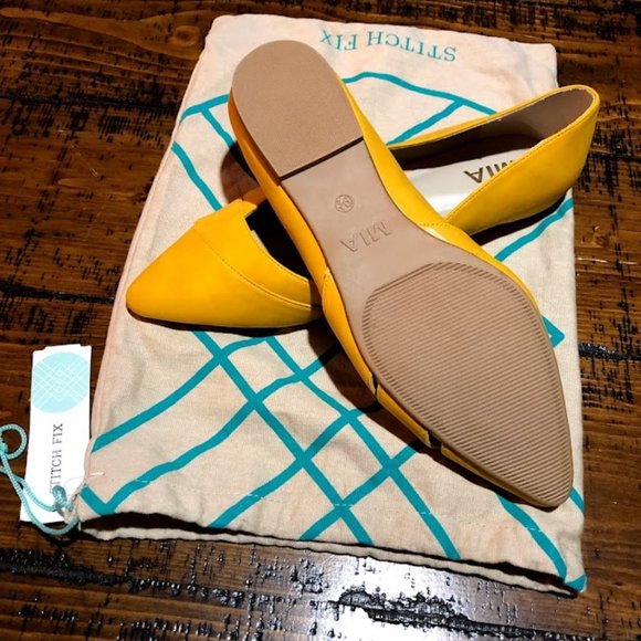 Stitch Fix MIA Estella D'Orsay Overlap Mustard Flat NEW Sie 9.5 - Picture 3 of 4